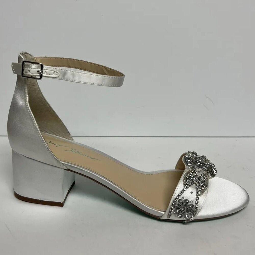 Betsey Johnson Women's Mel Block Heel Sandals Ivory, Size 11 M